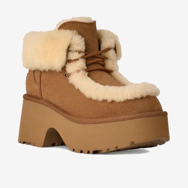 ：UGG｜W Esmee Lace Up Platform Suede Spill-Seam Sheepskin/ アグ/エスミー レースアップ プラットフォーム スエード スピルシーム シープスキン/チェスナット #_2