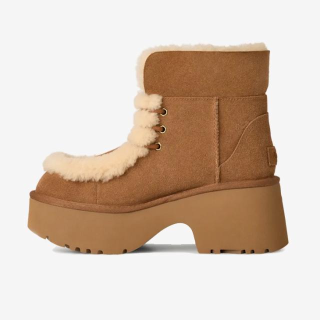 ：UGG｜W Esmee Lace Up Platform Suede Spill-Seam Sheepskin/ アグ/エスミー レースアップ プラットフォーム スエード スピルシーム シープスキン/チェスナット #_5