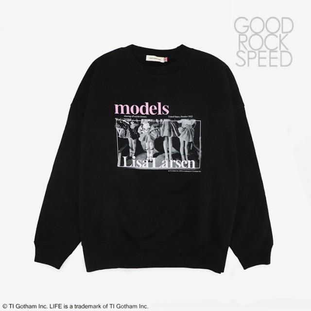 ・GOOD ROCK SPEED｜W ｘLife Models Lisa Larsen Photo Sweat/ グッド ロック スピード/ライフ モデルズ リサ ラーセン フォト スウェット/ブラック #