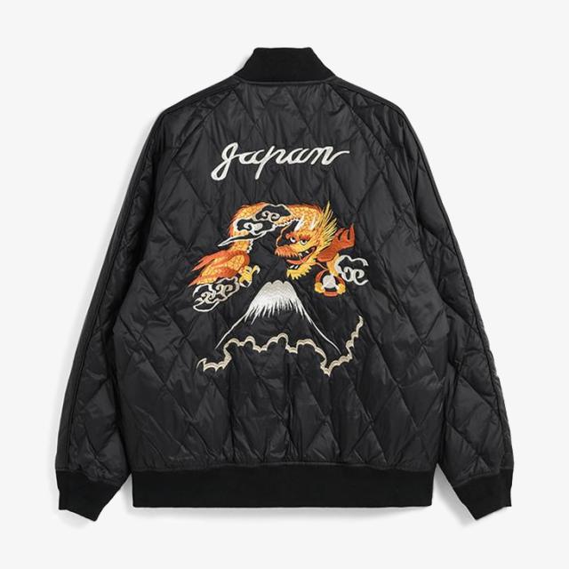 ・TAION｜Japan Spacial Reversible Skajan Down Jacket Velour/ タイオン/ジャパン スペシャル リバーシブル スカジャン ダウン ジャケット ベロア/ブラックｘブラック #_1