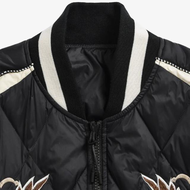 ・TAION｜Japan Spacial Reversible Skajan Down Jacket Velour/ タイオン/ジャパン スペシャル リバーシブル スカジャン ダウン ジャケット ベロア/ブラックｘブラック #_4