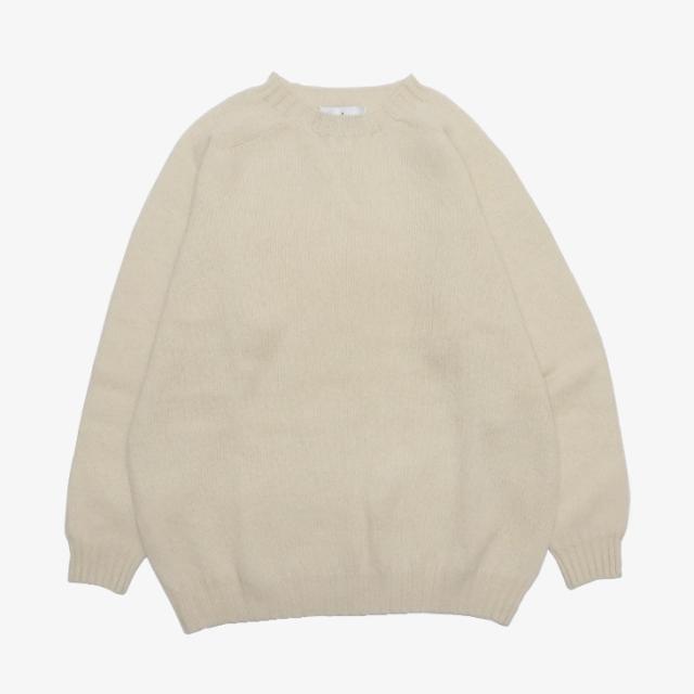 ・HARLEY Of Scotland｜W  Jumbo Size Crew Neck Sweater Supersoft Wool Knit/ ハーレー/ジャンボ サイズ クルー ネック セーター スーパーソフト ウール ニット/バニラホワイト #