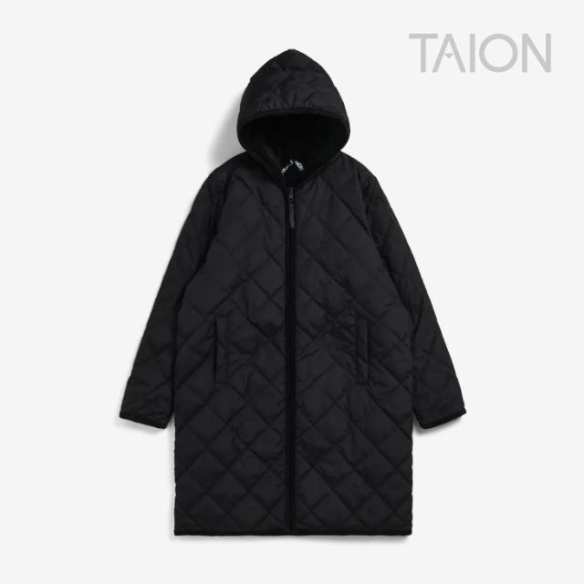 ・TAION｜City Piping Hood Revarsible Down Boa Coat/ タイオン/シティ リバーシブル パイピング フード ダウン ボア コート/ブラック #