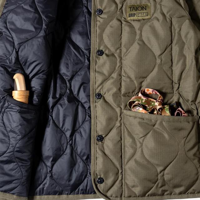 ・TAION｜ｘGripswany Millitary Reversible Down Jacket Ripstop/ タイオン/グリップスワニー リバーシブル ダウン ジャケット リップストップ/ダークオリーブｘブラック #_7