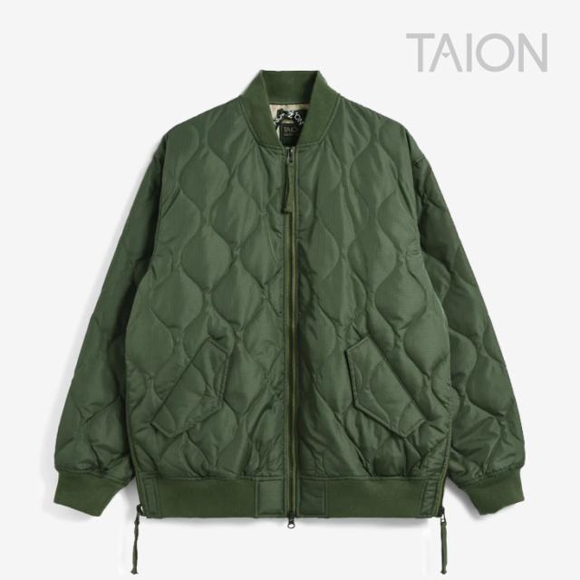 ・TAION｜Military MA-1 Down Jacket Ripstop Onion Quiting Blouson/ タイオン/ミリタリー MA-1 ダウン ジャケット リップストップ オニオン キルティング ブルゾン/オリーブ #