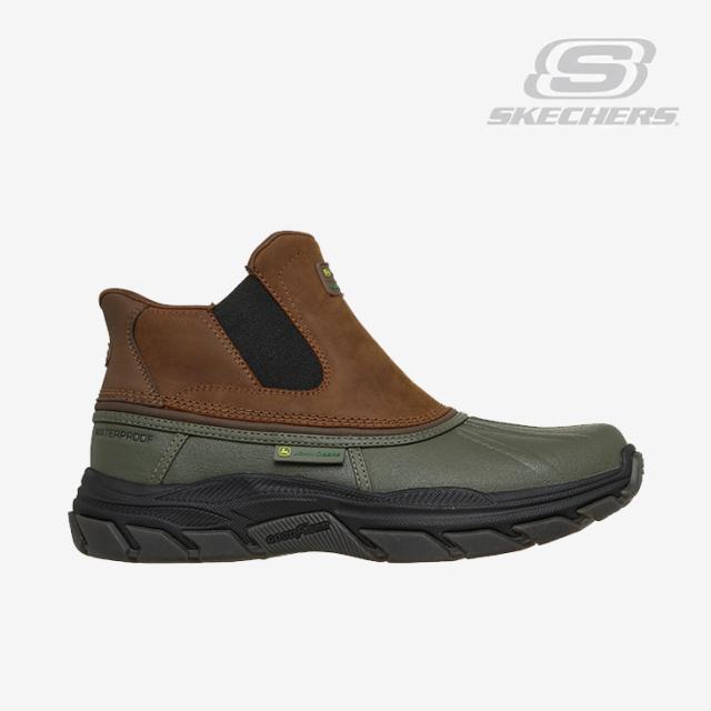 ：SKECHERS｜ｘJohn Deere Slip-Ins Waterproof Relaxed Fit Respected Langdon Boot/ スケッチャーズ/ジョン ディア スリップインズ ウォータープルーフ リラックスド フィット リスペクテッド ラングドン ブーツ/オリーブｘブラウン #
