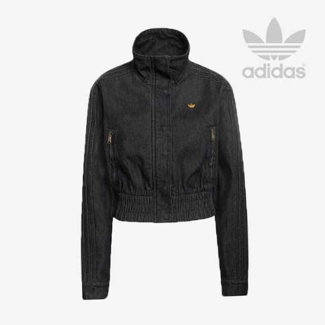 ・ADIDAS Originals｜W Premium Essentials Dinim Track Top Cropped Jacket/ アディダス/プレミアム エッセンシャルズ デニム トラック トップ クロップド ジャケット/トゥルーブラック #