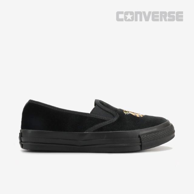 ・CONVERSE｜W All Star Kung fu Slip-On Velvet/ コンバース/オール スター カンフー スリッポン ベルベット 虎刺繍/ブラック #