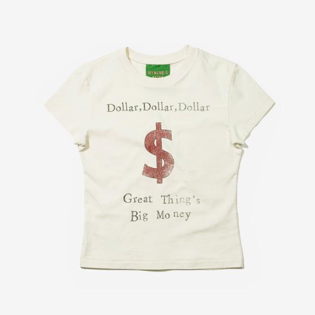 ・MY NAME IS PETER｜W Dollar Short Sleeve T-Shirts/ マイ ネーム イズ ピーター/ドル ショート スリーブ Tシャツ/ホワイト #