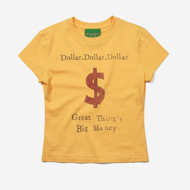 ・MY NAME IS PETER｜W Dollar Short Sleeve T-Shirts/ マイ ネーム イズ ピーター/ドル ショート スリーブ Tシャツ/イエロー #