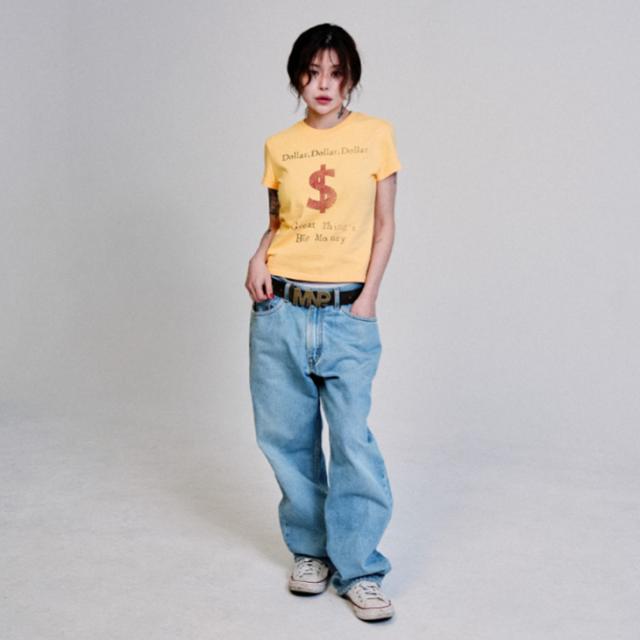 ・MY NAME IS PETER｜W Dollar Short Sleeve T-Shirts/ マイ ネーム イズ ピーター/ドル ショート スリーブ Tシャツ/イエロー #_6