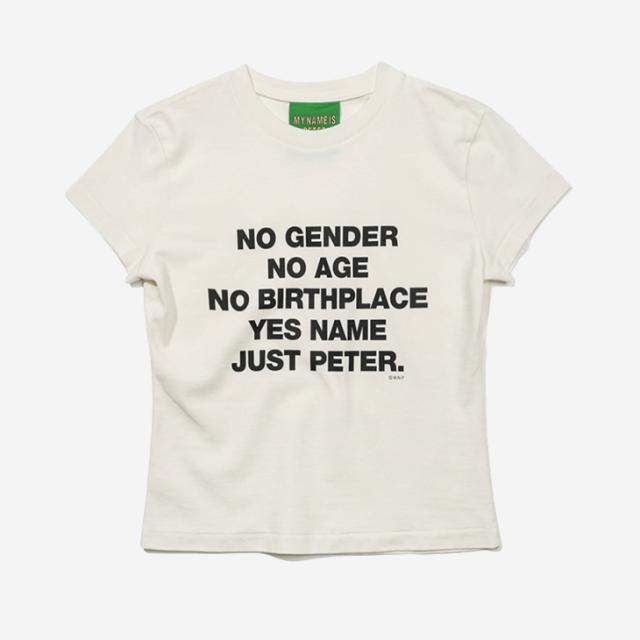 ・MY NAME IS PETER｜W Slogan Short Sleeve T-Shirts/ マイ ネーム イズ ピーター/スローガン ショート スリーブ Tシャツ/ホワイト #