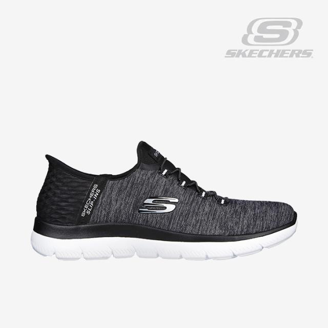 ・SKECHERS｜W Slip-Ins Summits Dazzling Haze Wide Fit/ スケッチャーズ/スリップインズ サミッツ ダズリング ヘイズ ワイド フィット/ブラックｘホワイト #