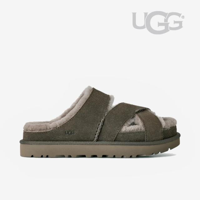 UGG クロスベルト スポーツサンダル UGG｜W Greenport Cross Strap Slide Suede Sheepskin/ アグ/グリーン