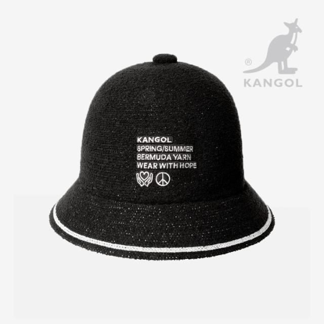 ・KANGOL｜Fine Print Casual Bell Hat/ カンゴール/ファイン プリント カジュアル ベル ハット/ブラック #