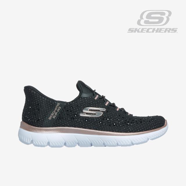 ・SKECHERS｜W Slip-Ins Summits Brilliant Shine Wide Fit/ スケッチャーズ/スリップインズ サミッツ ブリリアント シャイン ワイド フィット/ブラックｘローズゴールド #