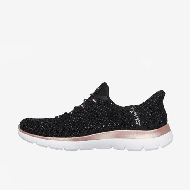 ・SKECHERS｜W Slip-Ins Summits Brilliant Shine Wide Fit/ スケッチャーズ/スリップインズ サミッツ ブリリアント シャイン ワイド フィット/ブラックｘローズゴールド #_5