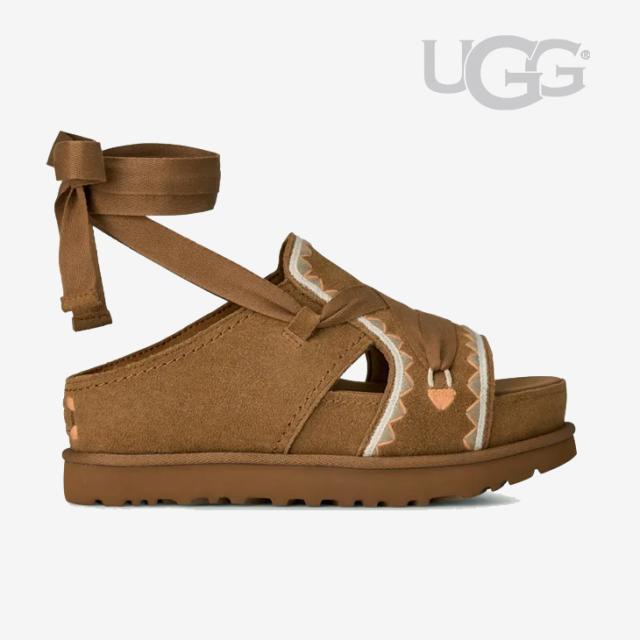 ・UGG｜W Goldenstar Hi Artistitch Ribbon Suede Platform/ アグ/ゴールデンスター ハイ アーティスティッチ リボン スエード プラットフォーム/チェスナットマルチ #