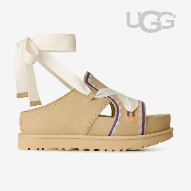 ・UGG｜W Goldenstar Hi Artistitch Ribbon Suede Platform/ アグ/ゴールデンスター ハイ アーティスティッチ リボン スエード プラットフォーム/サンドマルチ #