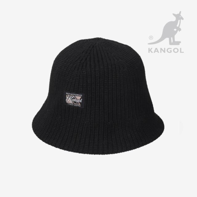 ・KANGOL｜Washed Knit Bucket Hat/ カンゴール/ウォッシュド ニット バケット ハット/ブラック #