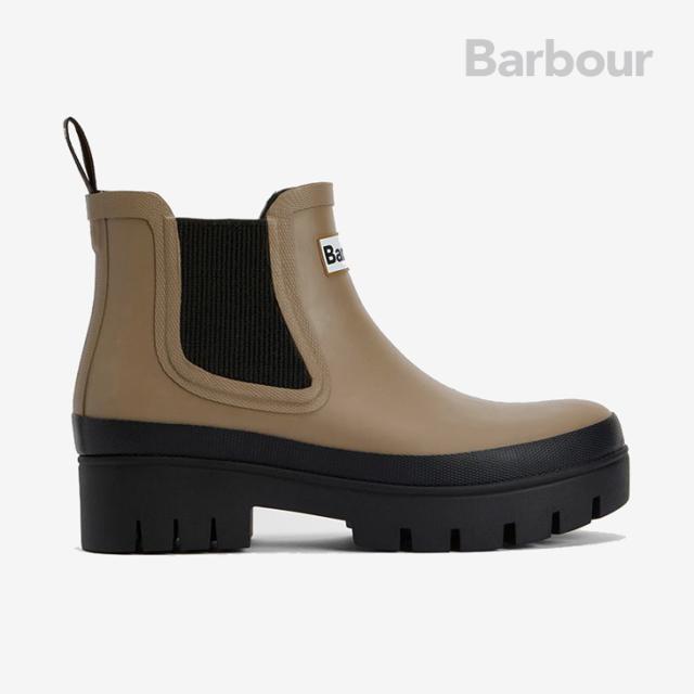 ・BARBOUR｜W Halton Side Gore Chelsea Welly Rain Boots/ バブアー/ホールトン サイド ゴア チェルシー ウィリー レイン ブーツ/ミリタリーブラウンｘブラック #