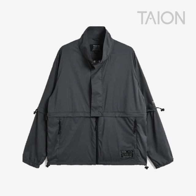 ・TAION｜W Basic Sports Nylon Hi-Neck W-Zip Detachable Light Jacket/ タイオン/ベーシック スポーツ ナイロン ハイネック ダブルジップ デタッチャブル ライトジャケット/ダークチャコール #