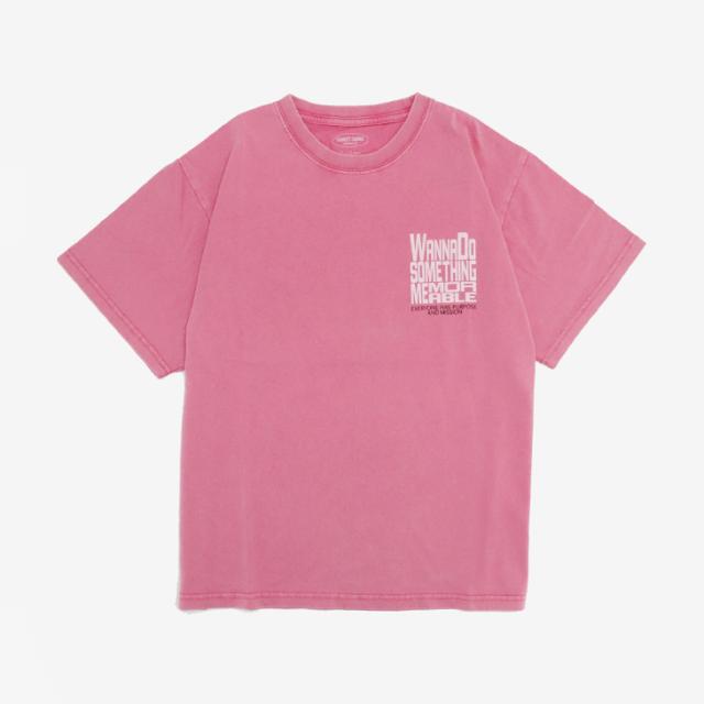 ・PARROTT CANVAS｜W Vintage Print SS T-Shirt Something/ パロット キャンバス/ヴィンテージ プリント ショートスリーブ Tシャツ サムシング/ピンク #