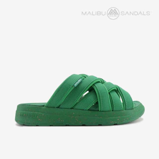 ・MALIBU SANDALS｜Zuma LX Recycled Canvas Slide/ マリブ サンダルズ/ズマ LX ラックス リサイクルド 帆布 横すべり/緑であること #