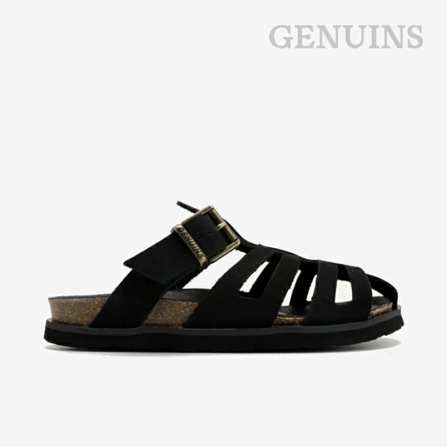 ・GENUINS｜W Oud Nubuck Gurkha Sandal/ ジェヌインズ/ウド ヌバック グルカ サンダル/ブラック #