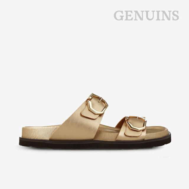 ・GENUINS｜W Gika Metallic Double Buckle Slide/ ジェヌインズ/ギカ メタリック ダブル バックル スライド/ゴールド #