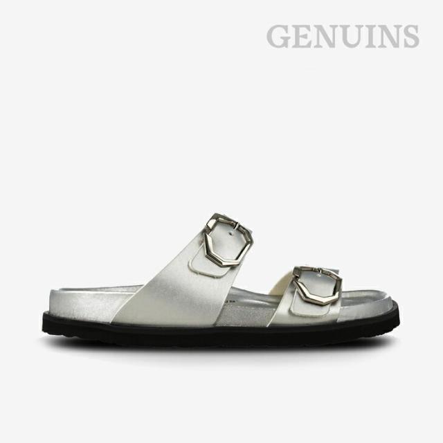 ・GENUINS｜W Gika Metallic Double Buckle Slide/ ジェヌインズ/ギカ メタリック ダブル バックル スライド/シルバー #
