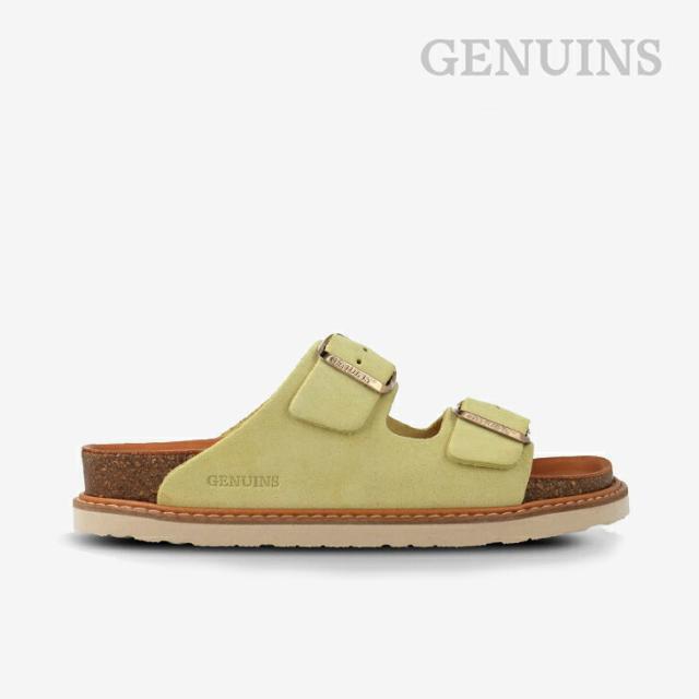 ・GENUINS｜W Hawaii Velour Double Buckle Slide/ ジェヌインズ/ハワイ ベロア ダブル バックル スライド/バターイエロー #