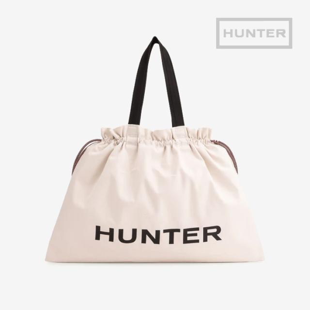 ・HUNTER｜Easy Canvas Drawstring Tote Bag/ 猟り人/他愛もない 帆布 ドローストリング トート 御徒面子/ホワイトウィロウ #
