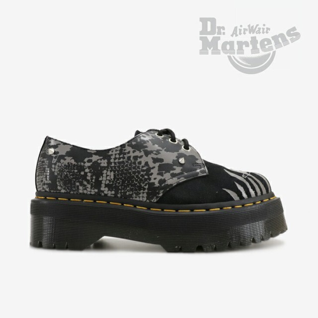 ＊DR.MARTENS｜1461 Quad Animal Clash/ ドクター マーチン/スリーホール クアッド アニマル  クラッシュ/ブラックｘグレー #｜au PAY マーケット