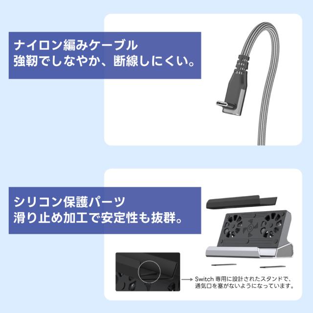 9in1 ドッキングステーション デュアルファン 冷却 HDMI 4K@60Hz TVモード Type-C PD3.0 100W 高速充電 USB×6 RJ45 Steam Deck対応