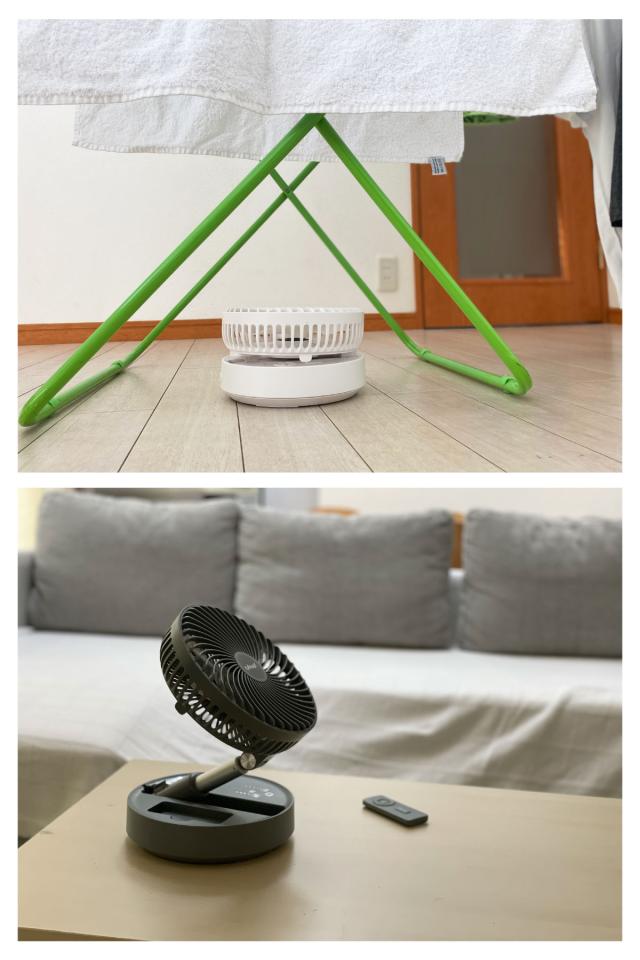 EXELUX コードレス扇風機サーキュレーター 25cm 7枚羽 DCモーター コードレス 折りたたみ 折り畳み式 充電式 扇風機 サーキュレーター コンパクト 軽量 軽い 静音 大容量バッテリー 左右首振り 縦180度角度調節 リズムファン ナイトモード 非常時外部出力対応 リモコン付き_10