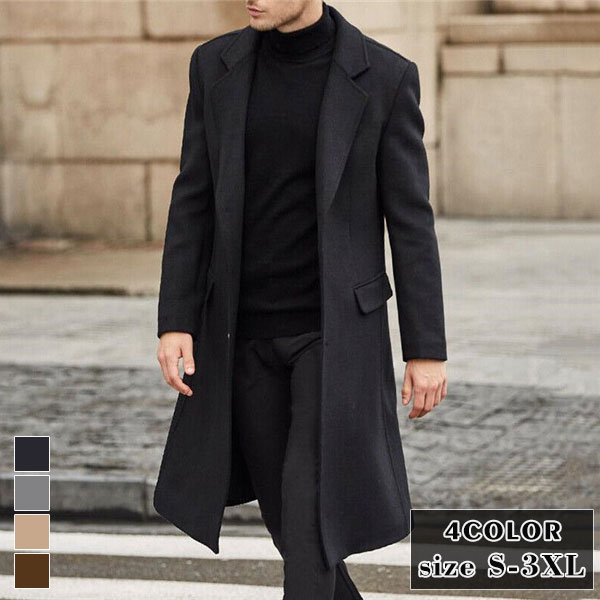 スプリングコート チェスターコート 長袖 ロング 2colors XS/2XL 2colors チェスターコート スプリングコート ロング 長袖 XS/2XL