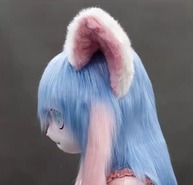 着ぐるみヘッド 猫 ピンクと空色 全頭ヘッド ケモノ マスク