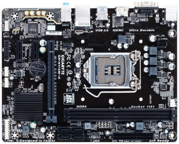 GIGABYTE GA-H110M-H LGA 1151 Intel H110 HDMI SATA 6Gb/s USB 3.0 Micro ATX Intel Motherboard 中古 5,708円