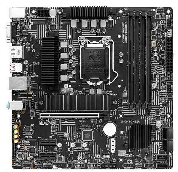 MSI Z590M BOMBER LGA1200 Intel Z590 M.2 DDR4 Micro ATX Motherboard 中古