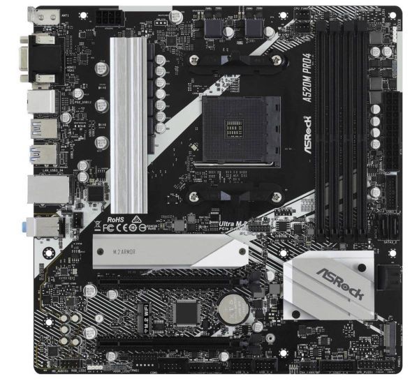 ASRock A520M PRO4 AM4 AMD A520 SATA 6Gb/s Micro ATX AMD