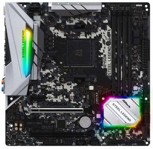 ASRock B450M Steel Legend AM4 AMD Promontory B450 SATA 6Gb/s Micro ATX AMD Motherboard 中古