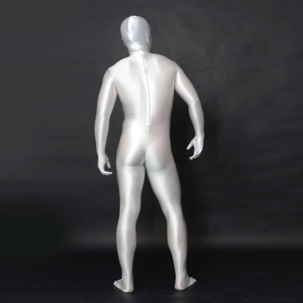全身タイツ 超光沢 白 男性女性兼用 Mサイズ ゼンタイ コスプレ ZENTAI
