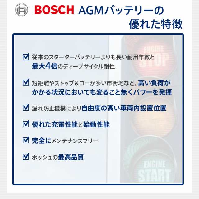 ドイツ製 BOSCH ボッシュ AGM バッテリー 80A 800CCA 0092S5A110 欧州 ...