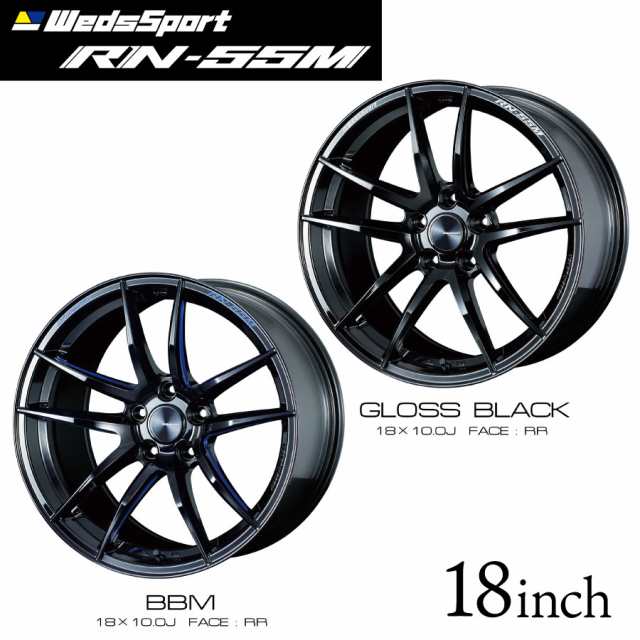 ウェッズスポーツ RN55M 18インチ 10J インセット36 5穴 FACE RR ブラックブルーマシニング グロスブラック WedsSport RN55M WEDS ウェッズ 代引き不可の通販は