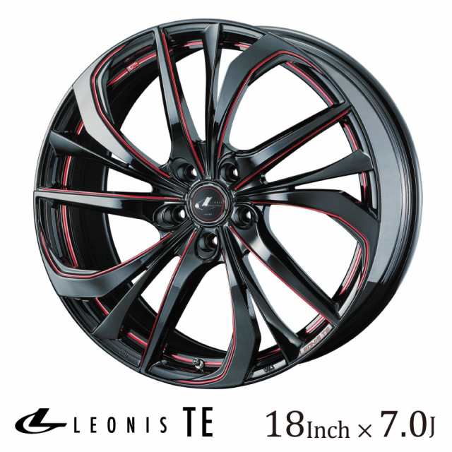 WEDS ウェッズ レオニス TE 18インチ 7J カラー:BK/SC[RED] ブラック SCマシニングレッド LEONIS TE ホイール かっこいい ドレスアップ TPMS対応 ティーイー