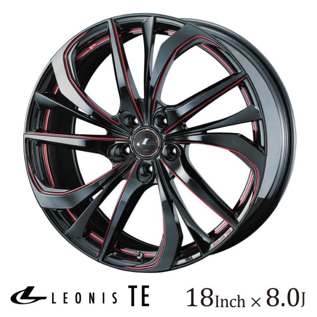 WEDS ウェッズ レオニス TE 18インチ 8J カラー:BK/SC[RED] ブラック SCマシニングレッド LEONIS TE ホイール かっこいい ドレスアップ TPMS対応 ティーイー
