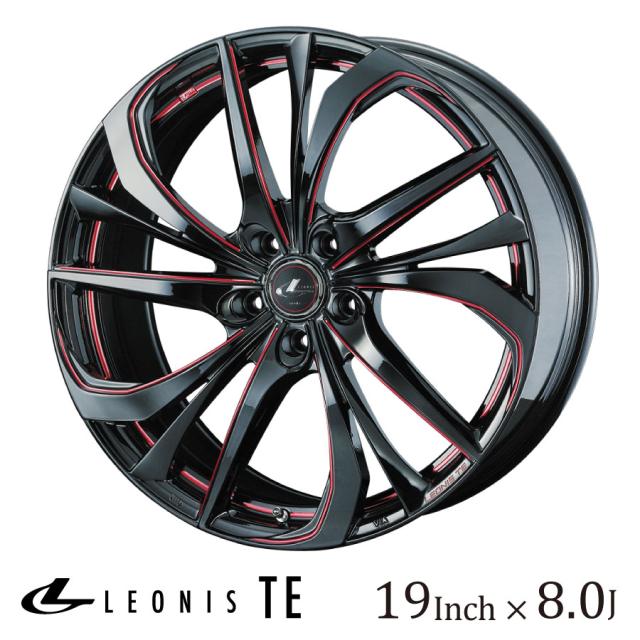 Weds LEONIS ウェッズ レオニス TE 19インチ 8.0J 5H114.3 +35 BK/SC(RED) アルミホイール単品 4本セット 送料無料 WEDS ウェッズ レオニス TE 19インチ 8J カラー:BK⁄SC[RED] ブラック