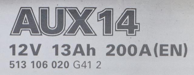 VARTA 補機 バッテリー 513106020G412 AGM AUX14 バルタ 513 106 020 