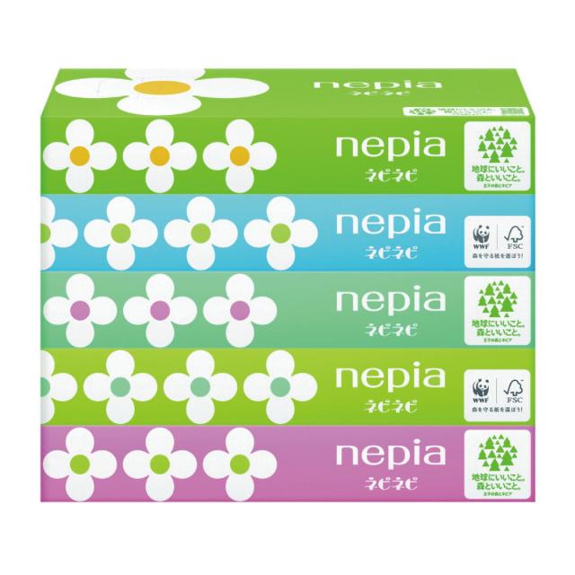 ネピア ネピネピ ティッシュ 150組 5コパック × 18個 ンパクト設計  ボックスティシュ ティッシュペーパー